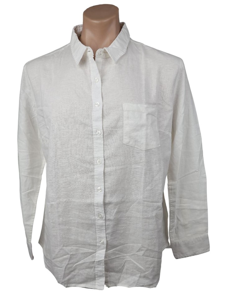 JACHS GIRLFRIEND Women's Linen Shirt, Size XL, 55%Linen/45%Cotton, White.