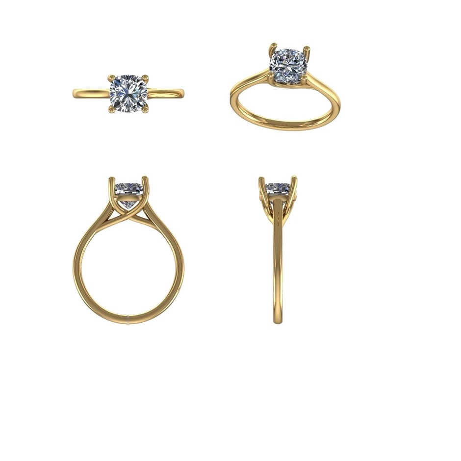 18k Yellow Gold 3ct Lab Diamond Engagement Ring