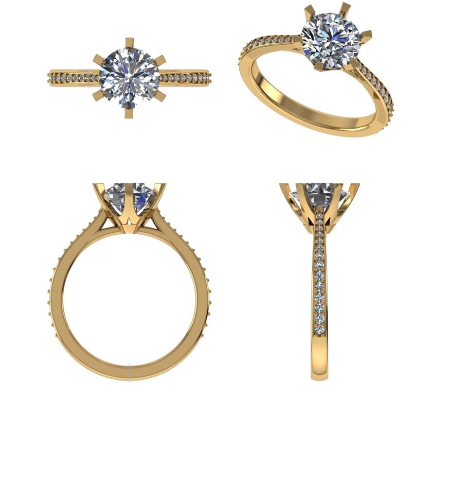 18k Yellow Gold 3ct Lab Diamond Engagement Ring