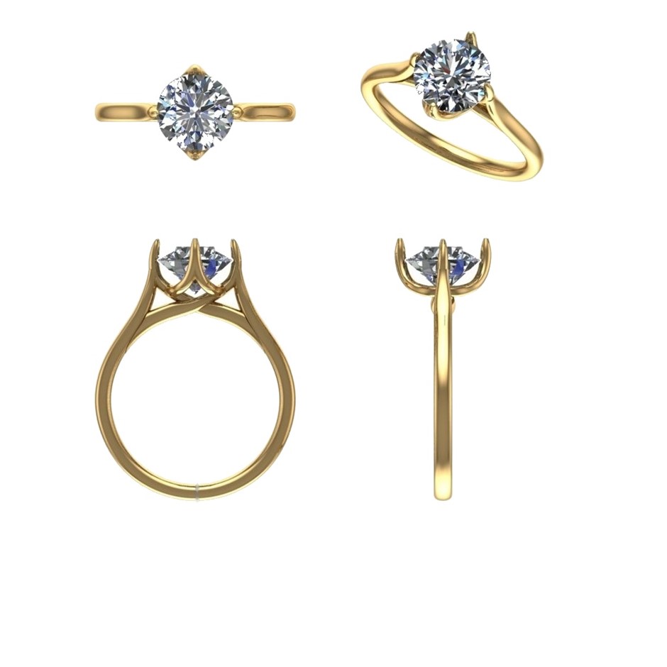 18k Yellow Gold 3ct Lab Diamond Engagement Ring