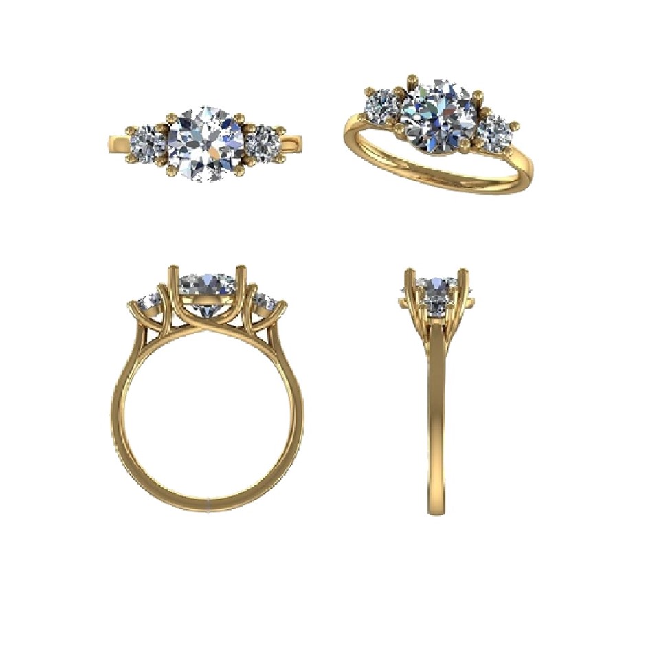 18k Yellow Gold 3ct Lab Diamond Engagement Ring