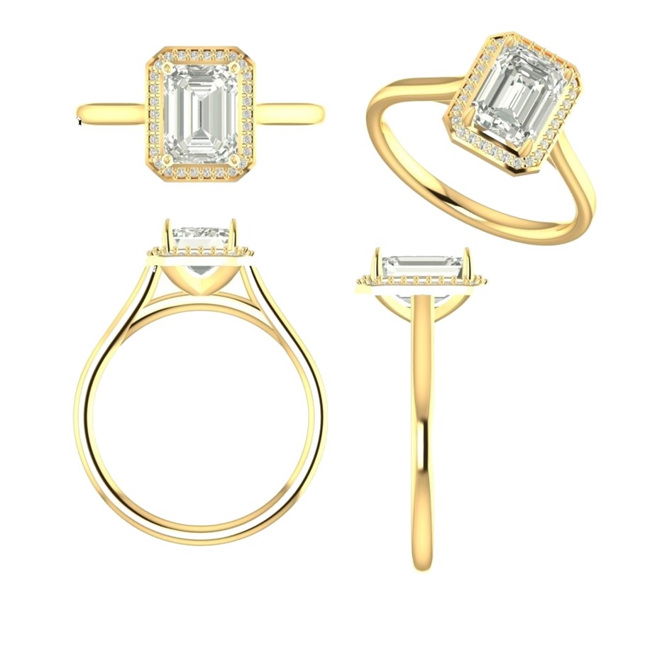 18k Yellow Gold 3ct Lab Diamond Engagement Ring