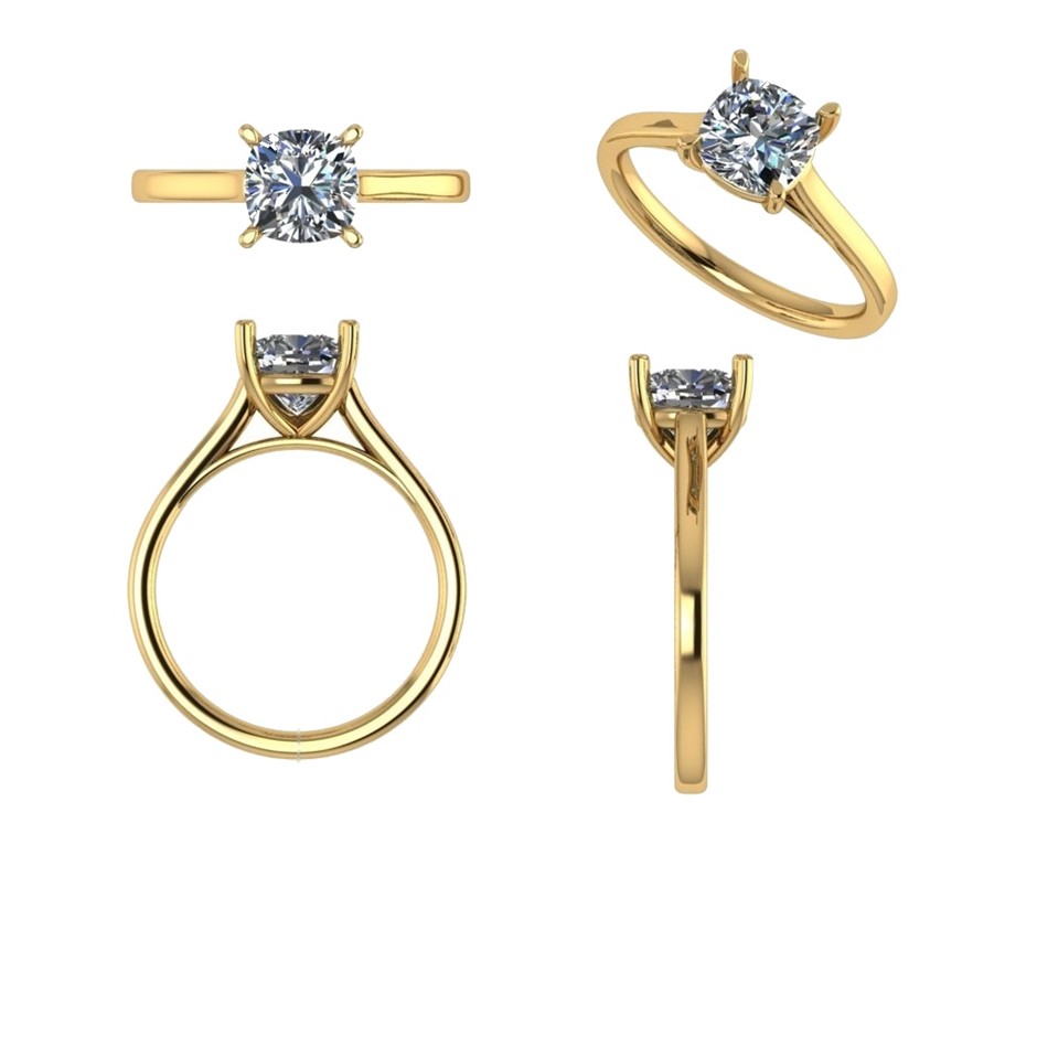 18k Yellow Gold 3ct Lab Diamond Engagement Ring