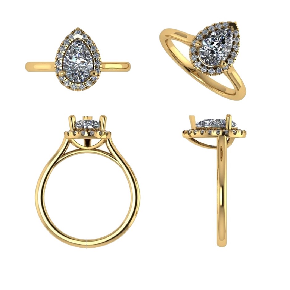 18k Yellow Gold 3ct Lab Diamond Engagement Ring