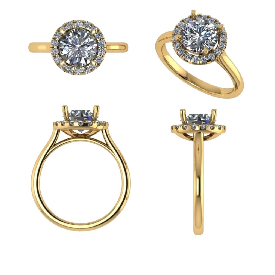 18k Yellow Gold 3ct Lab Diamond Engagement Ring