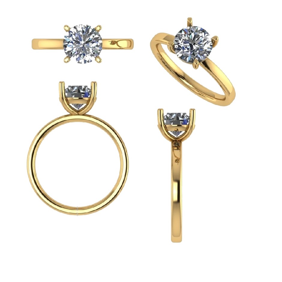 18k Yellow Gold 3ct Lab Diamond Engagement Ring