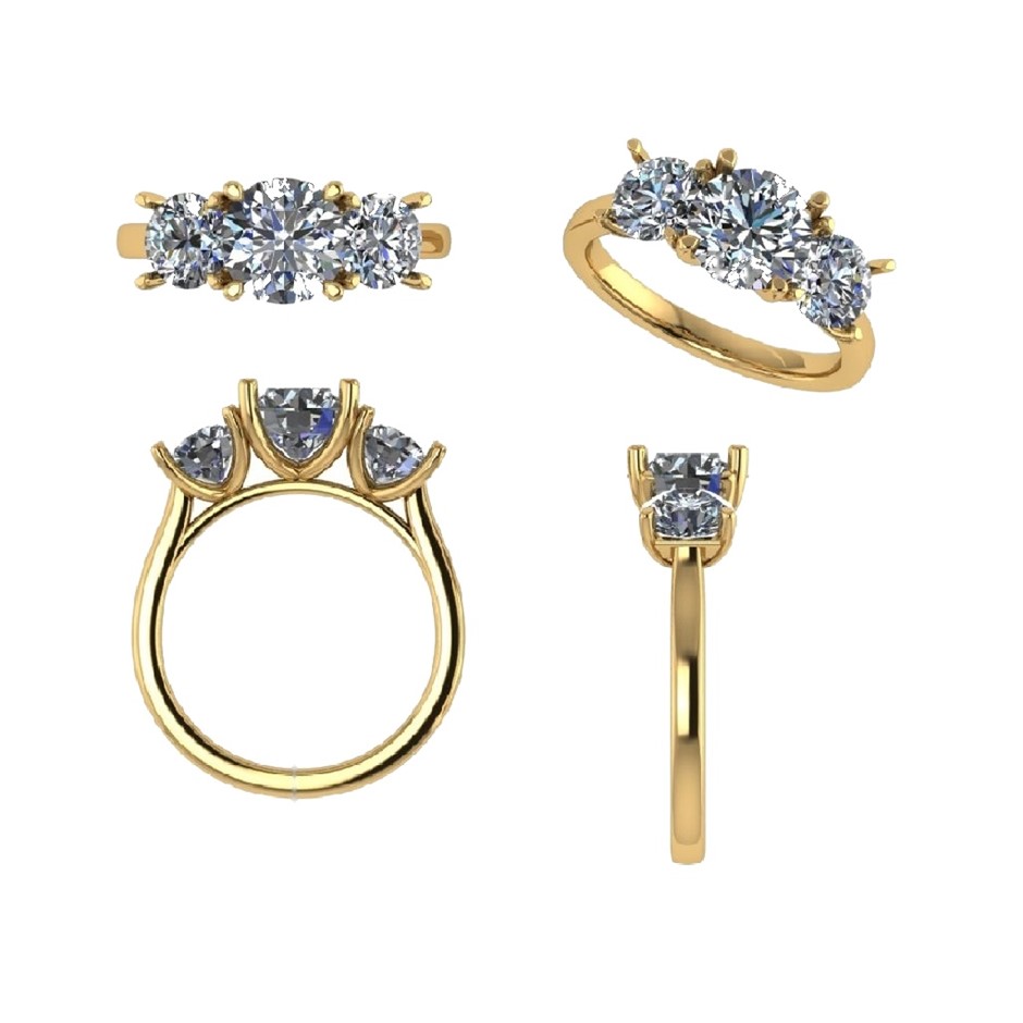 18k Yellow Gold 3ct Lab Diamond Engagement Ring