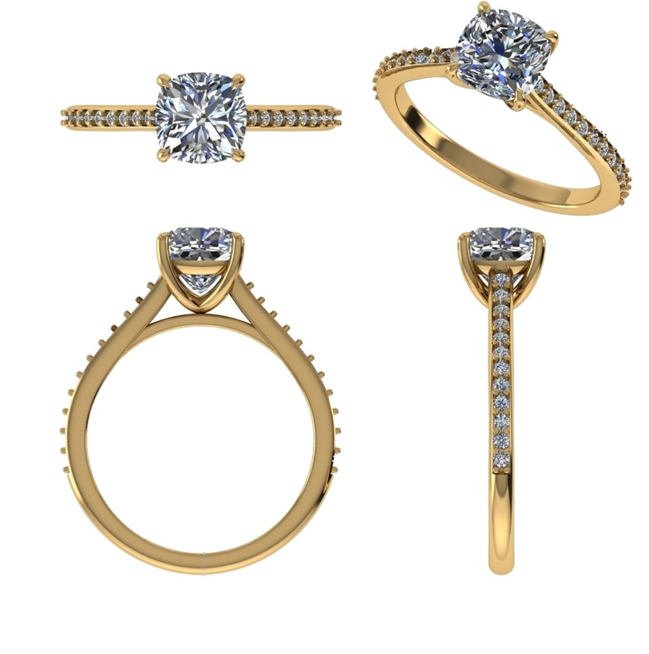 18k Yellow Gold 3ct Lab Diamond Engagement Ring