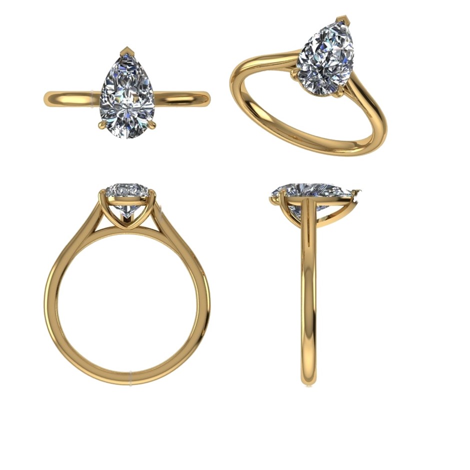 18k Yellow Gold 3ct Lab Diamond Engagement Ring