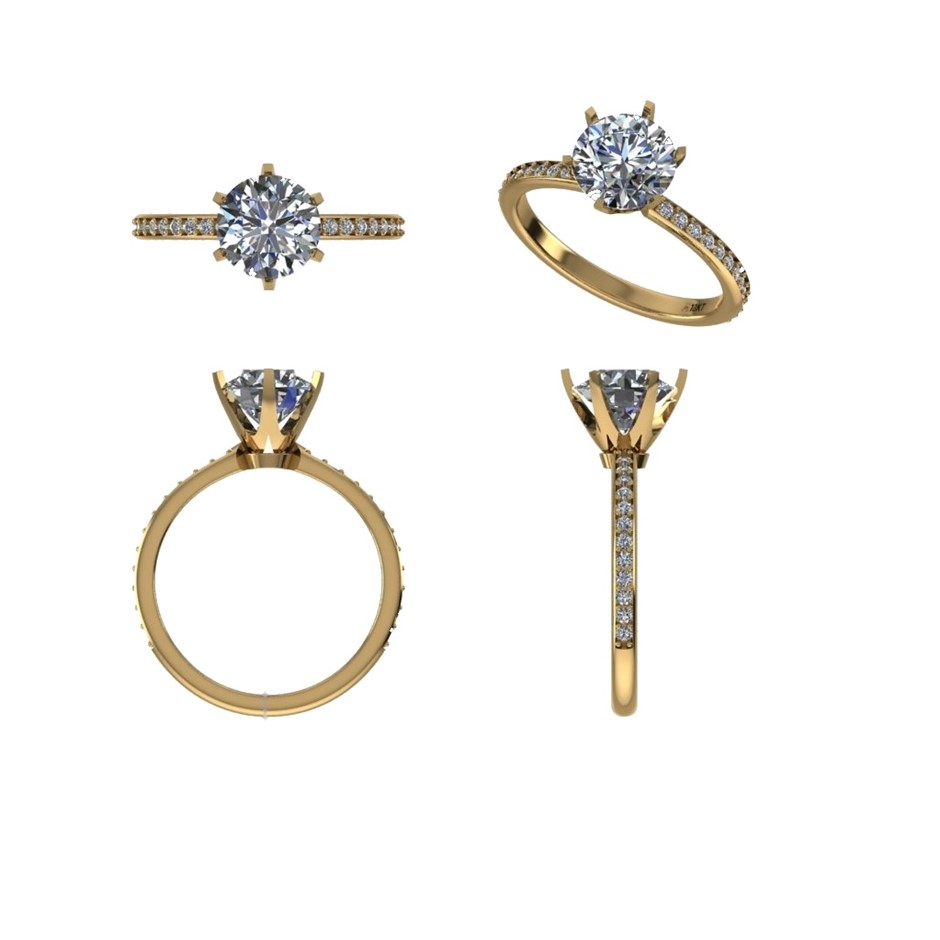 18k Yellow Gold 3ct Lab Diamond Engagement Ring
