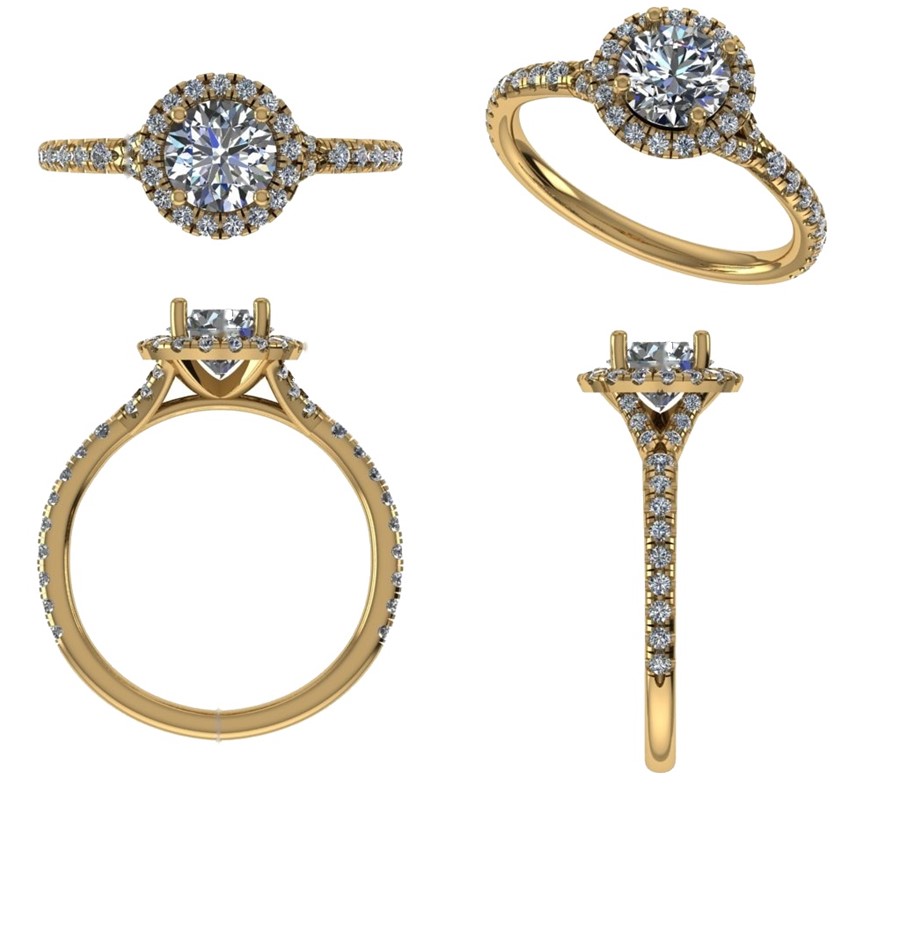 18k Yellow Gold 3ct Lab Diamond Engagement Ring