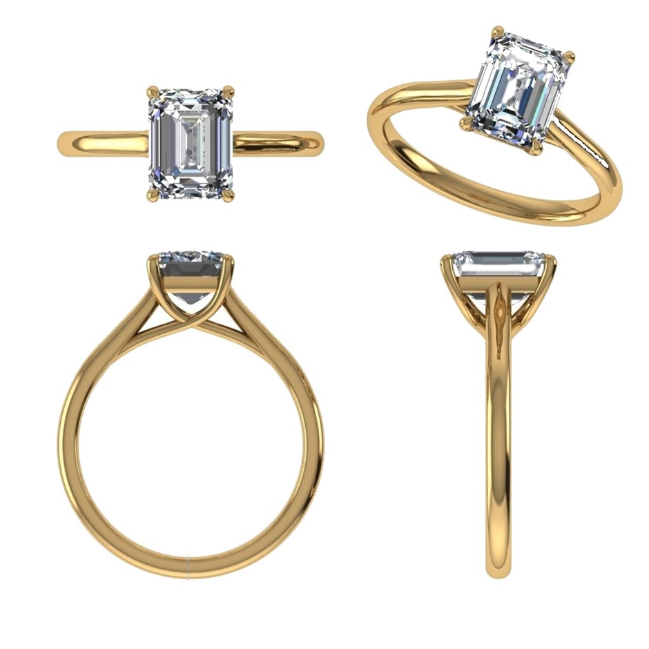 18k Yellow Gold 3ct Lab Diamond Engagement Ring