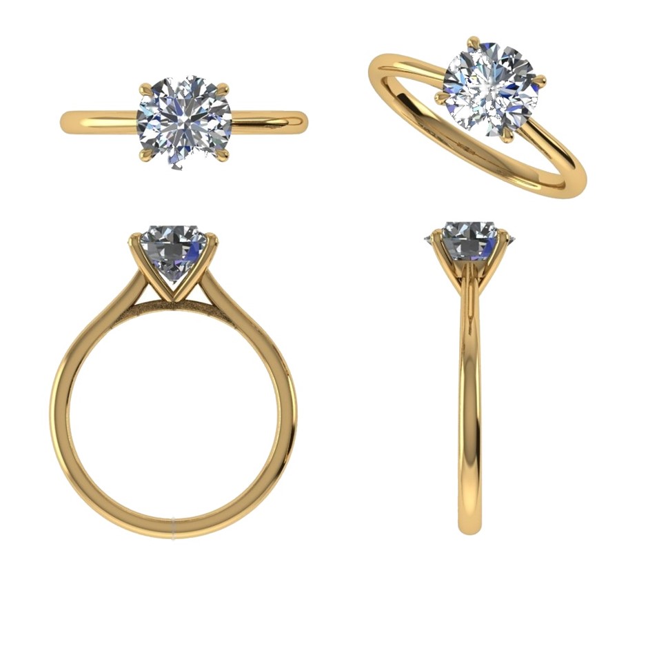 18k Yellow Gold 3ct Lab Diamond Engagement Ring