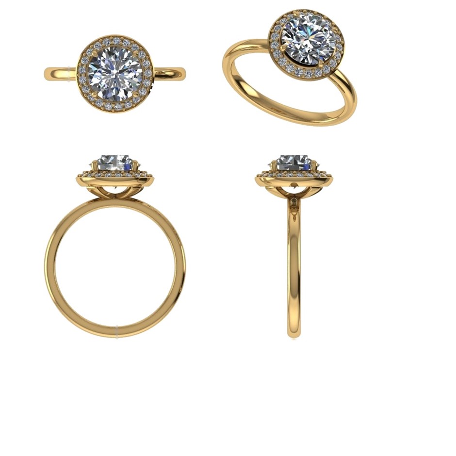 18k Yellow Gold 3ct Lab Diamond Engagement Ring