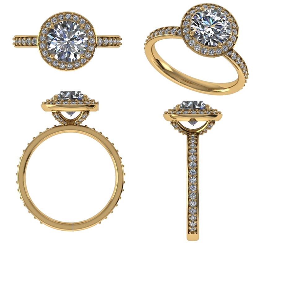 18k Yellow Gold 3ct Lab Diamond Engagement Ring