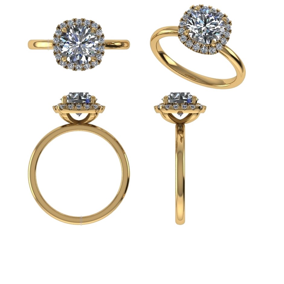 18k Yellow Gold 3ct Lab Diamond Engagement Ring