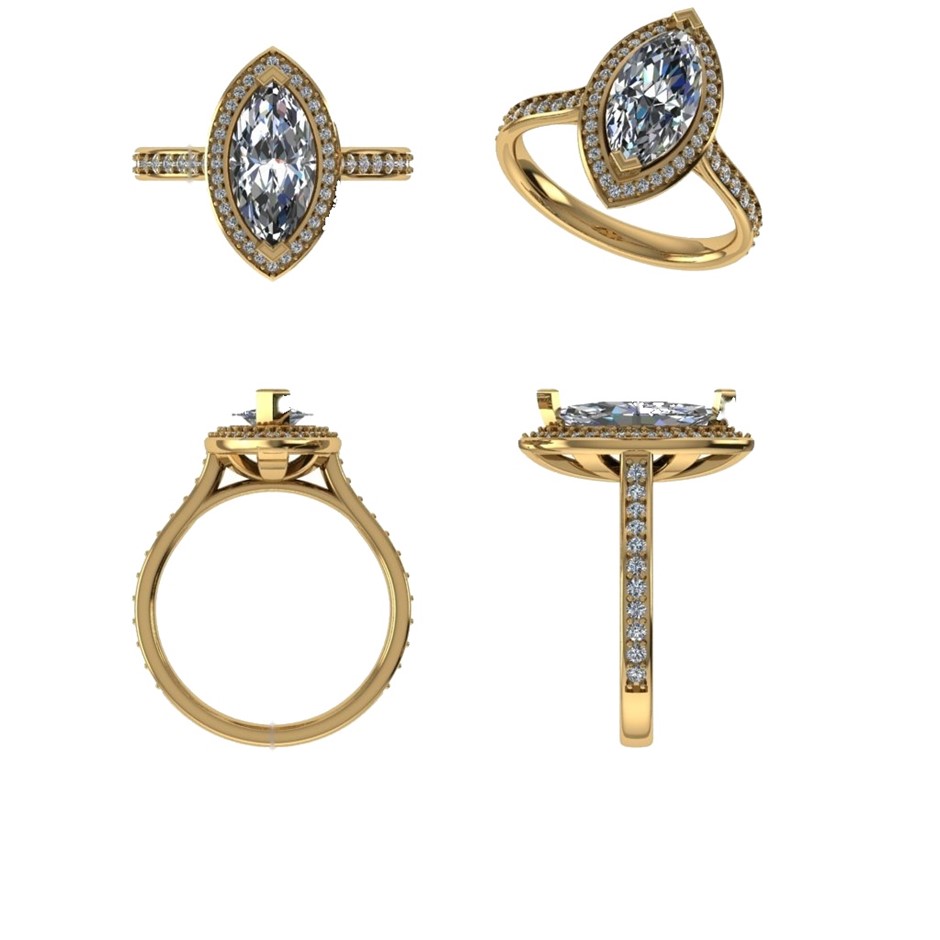 18k Yellow Gold 3ct Lab Diamond Engagement Ring
