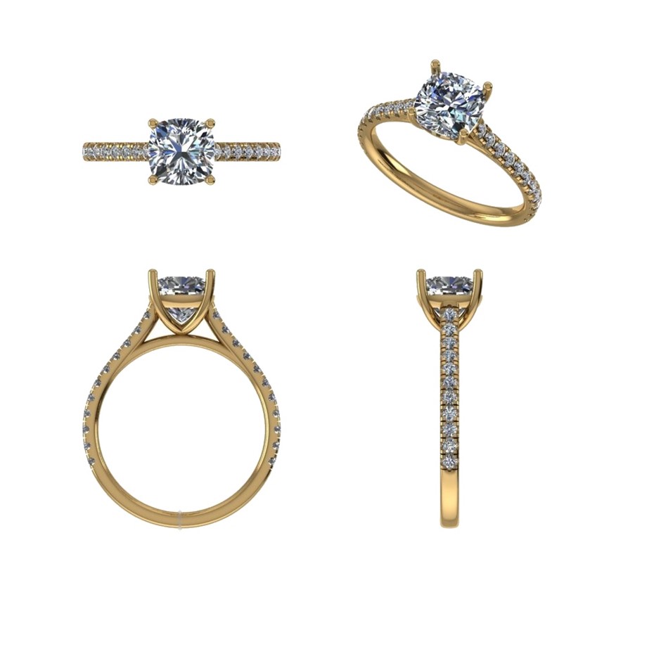 18k Yellow Gold 3ct Lab Diamond Engagement Ring