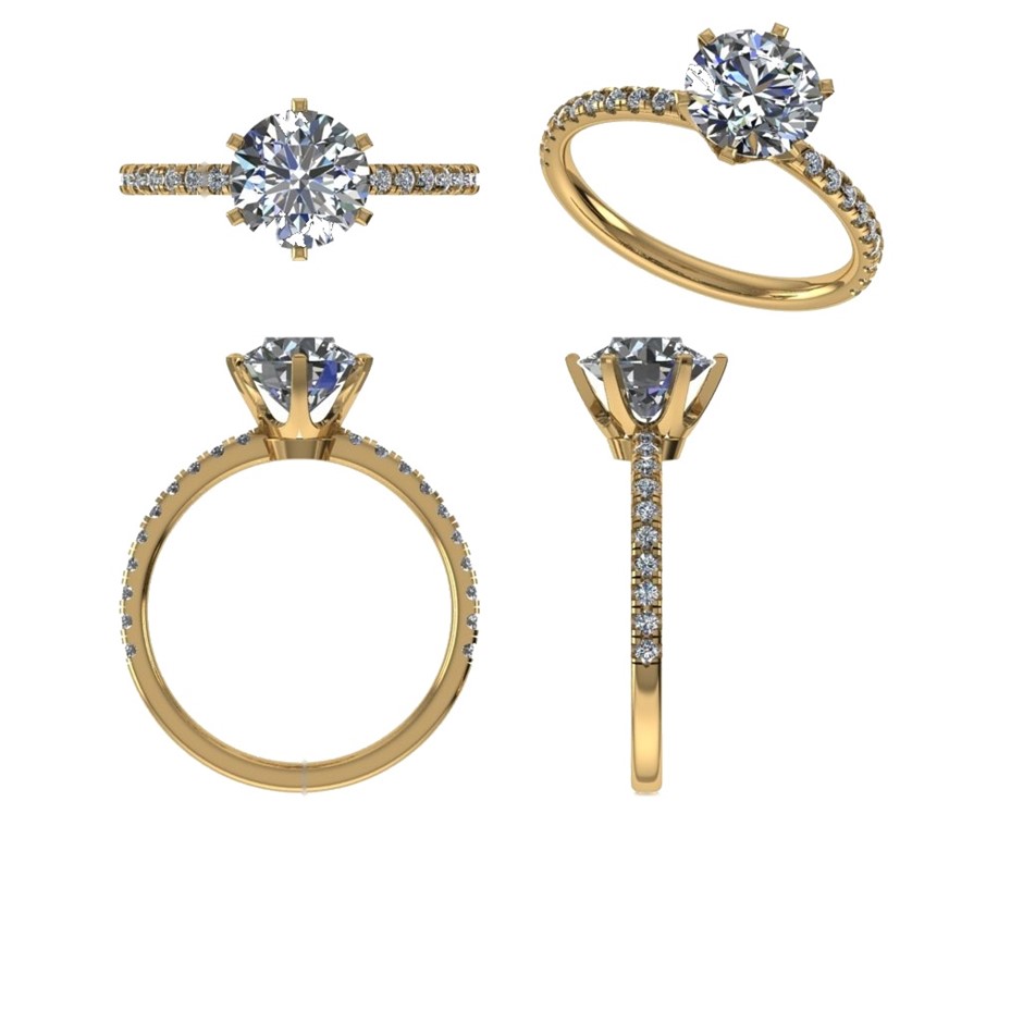 18k Yellow Gold 3ct Lab Diamond Engagement Ring