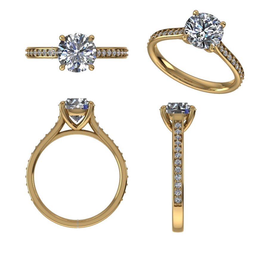 18k Yellow Gold 3ct Lab Diamond Engagement Ring