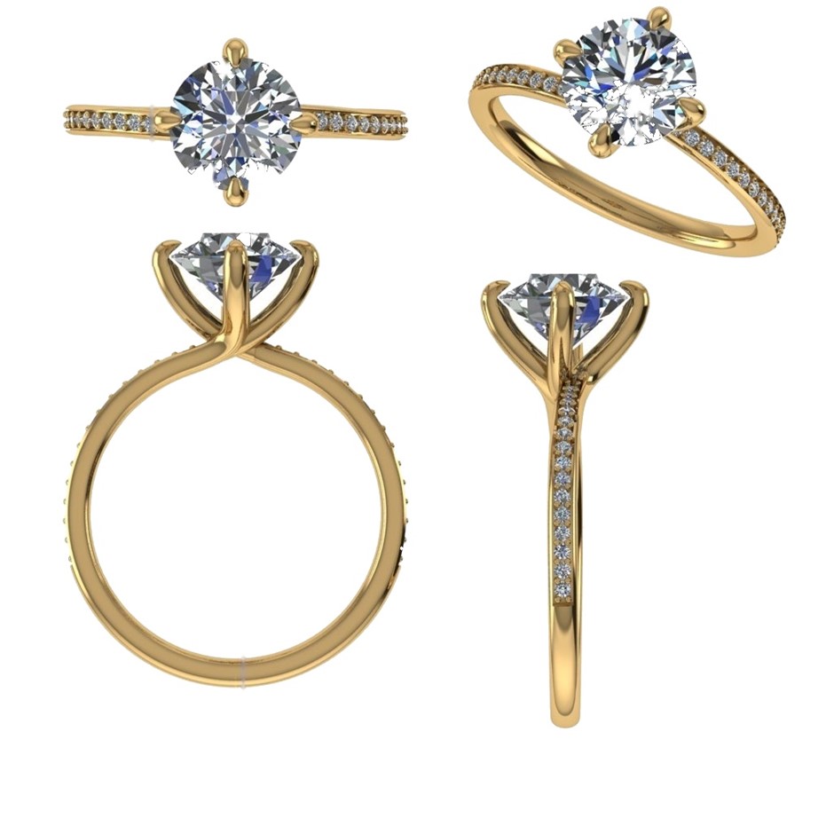 18k Yellow Gold 3ct Lab Diamond Engagement Ring