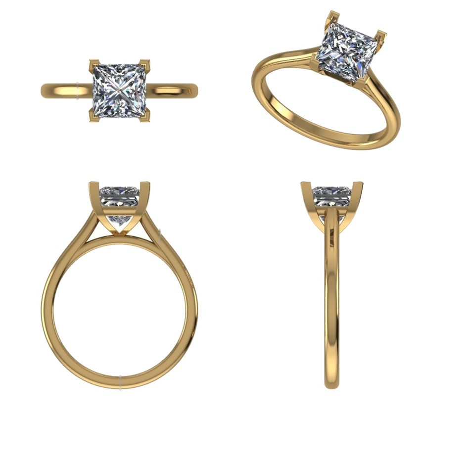18k Yellow Gold 3ct Lab Diamond Engagement Ring