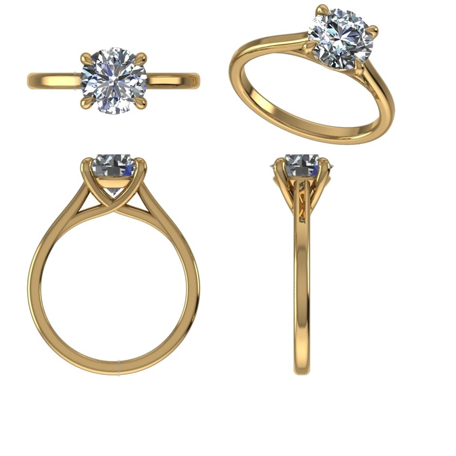 18k Yellow Gold 3ct Lab Diamond Engagement Ring
