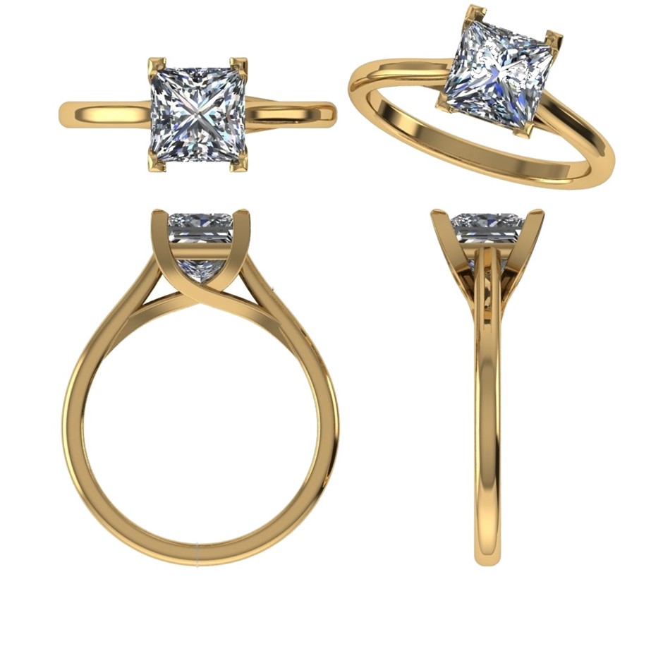 18k Yellow Gold 3ct Lab Diamond Engagement Ring