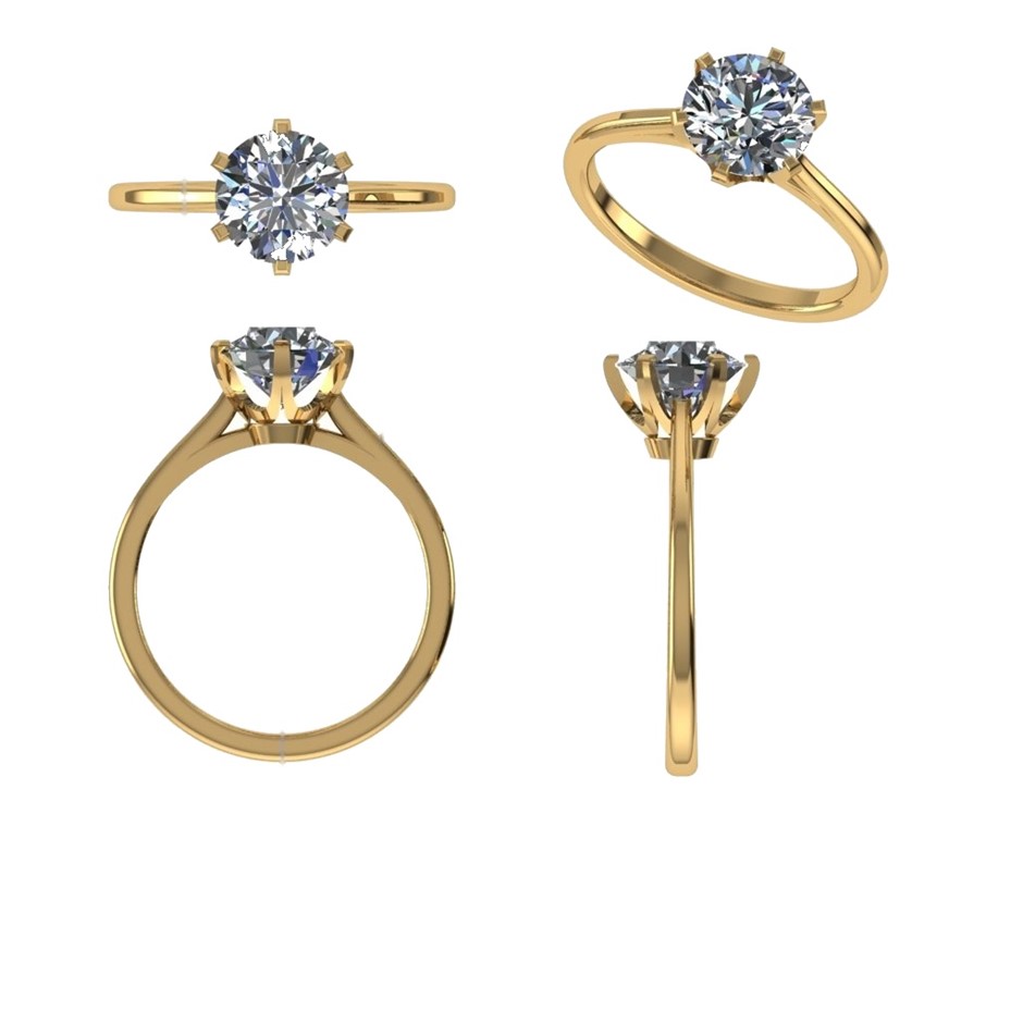 18k Yellow Gold 3ct Lab Diamond Engagement Ring