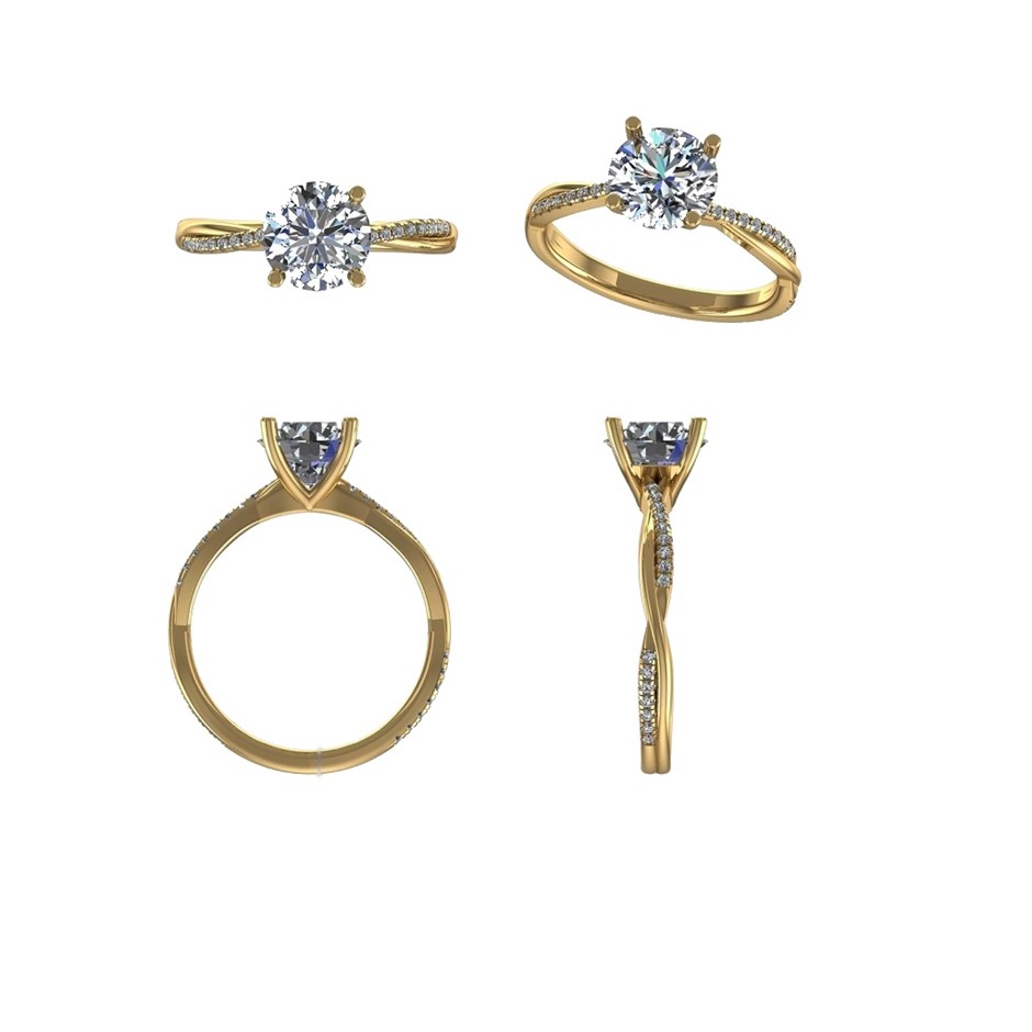 18k Yellow Gold 4ct Lab Diamond Engagement Ring