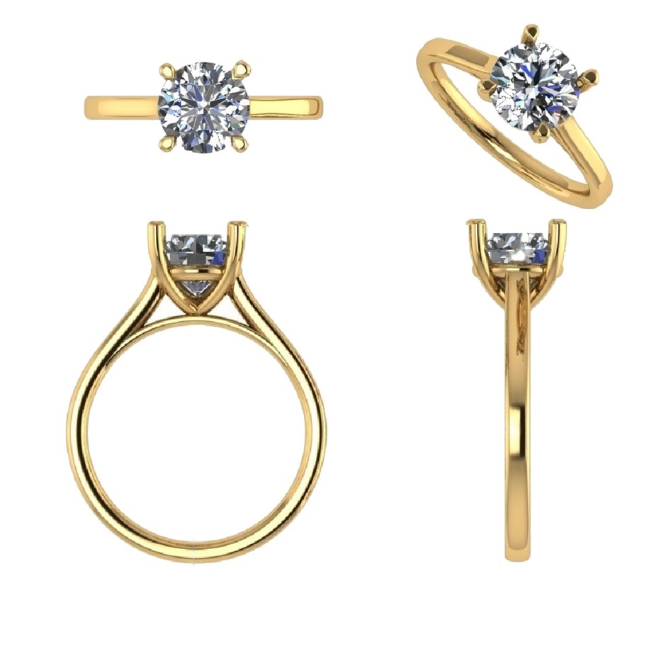 18k Yellow Gold 4ct Lab Diamond Engagement Ring