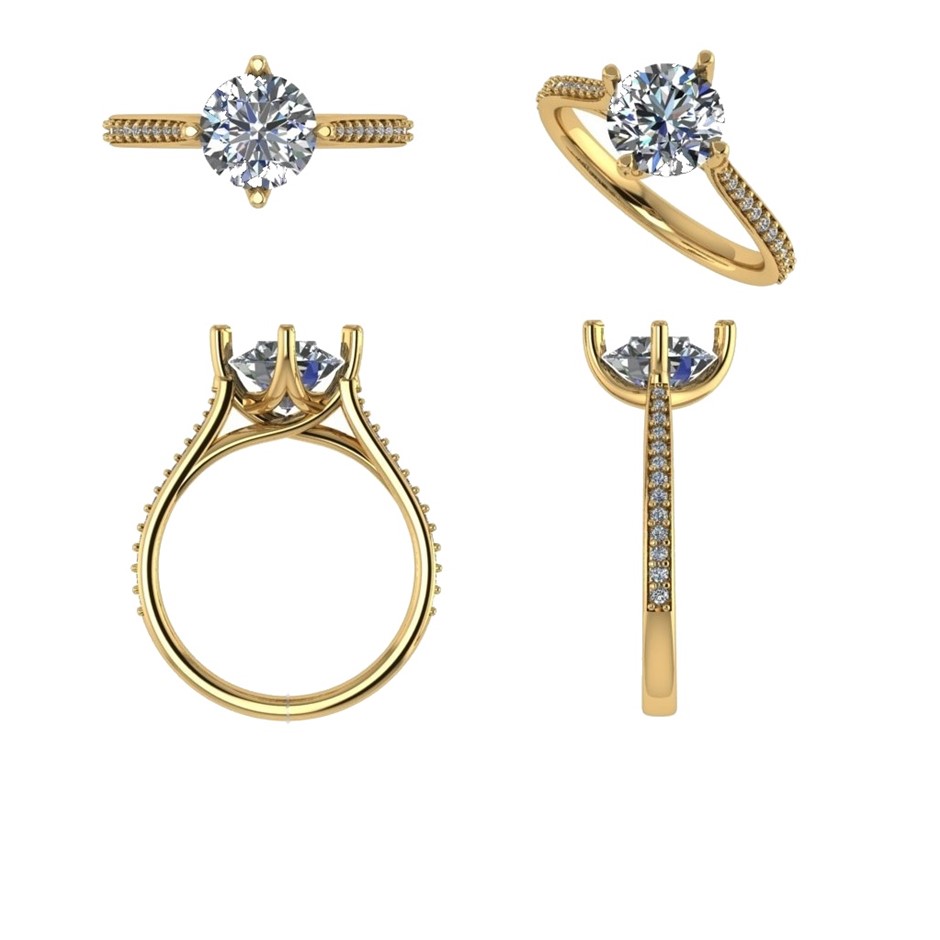 18k Yellow Gold 4ct Lab Diamond Engagement Ring