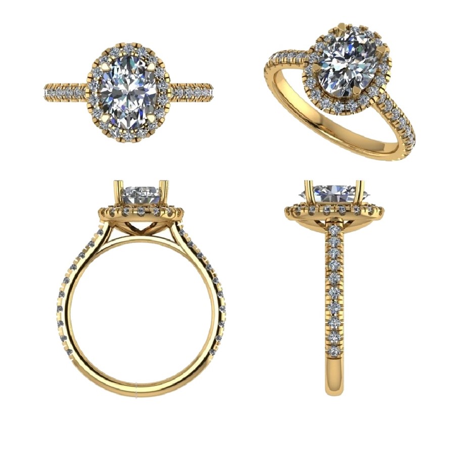 18k Yellow Gold 4ct Lab Diamond Engagement Ring