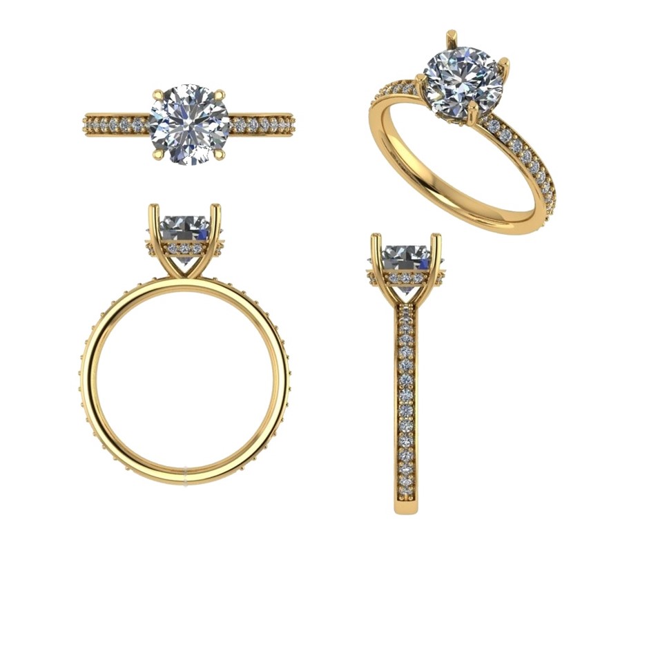 18k Yellow Gold 4ct Lab Diamond Engagement Ring