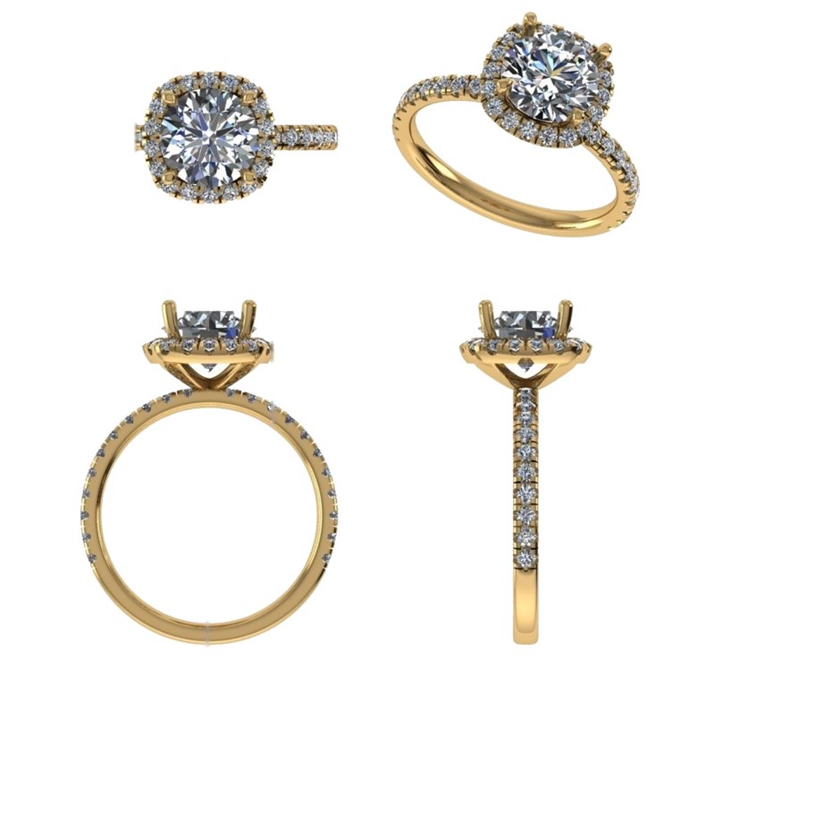 18k Yellow Gold 4ct Lab Diamond Engagement Ring