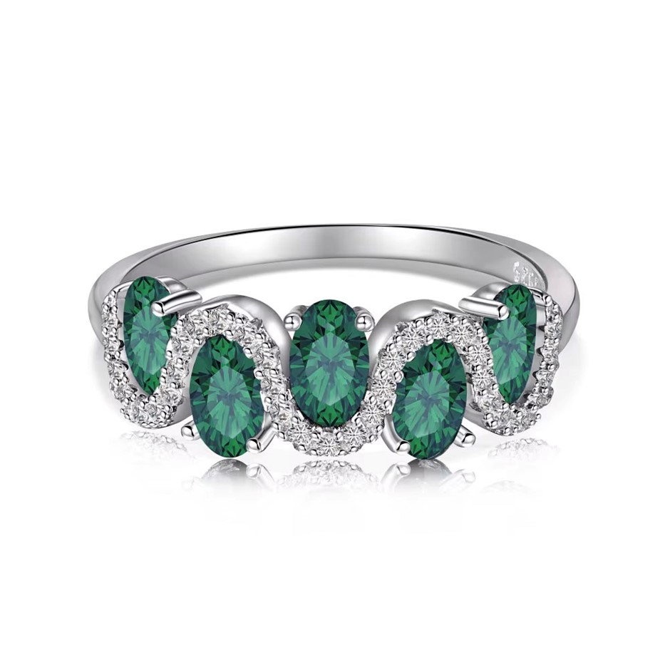0.25ct Wave Shape 5A Cubic Zirconia 925 Sterling Silver Ring - Size 8