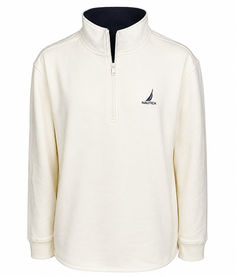 NAUTICA Men's Knit Active 1/4 Zip Pullover, Size 2XL, 55% Cotton, Sail Crea