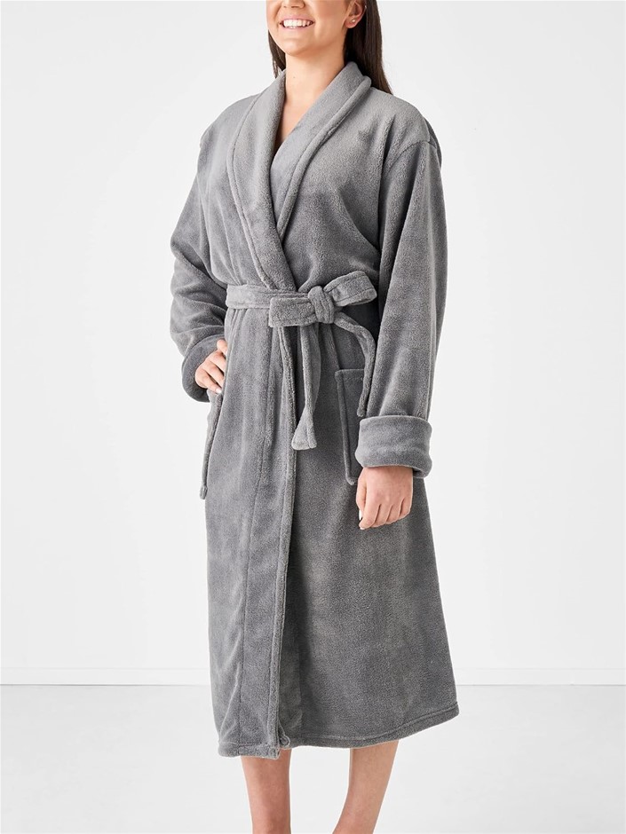 LINEN HOUSE Plush Charcoal Adults One Size Robe