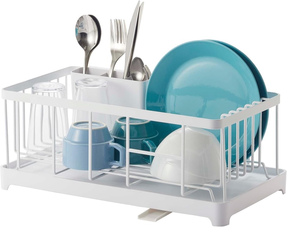 YAMAZAKI HOME Wire Dish Drainer Rack, One Size, White, Model No.: 2875.