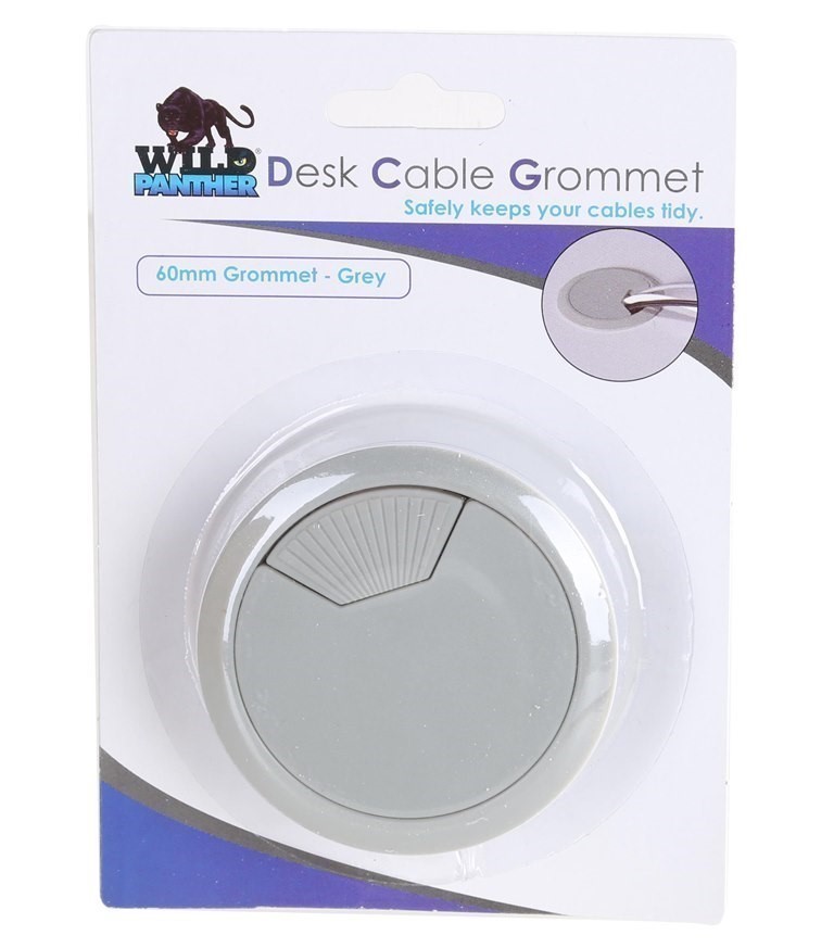12 x Desk Cable Grommets 60mm, Grey.