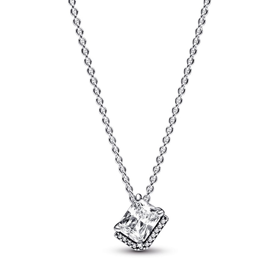 Sterling silver collier with pendant with clear cubic zirconia