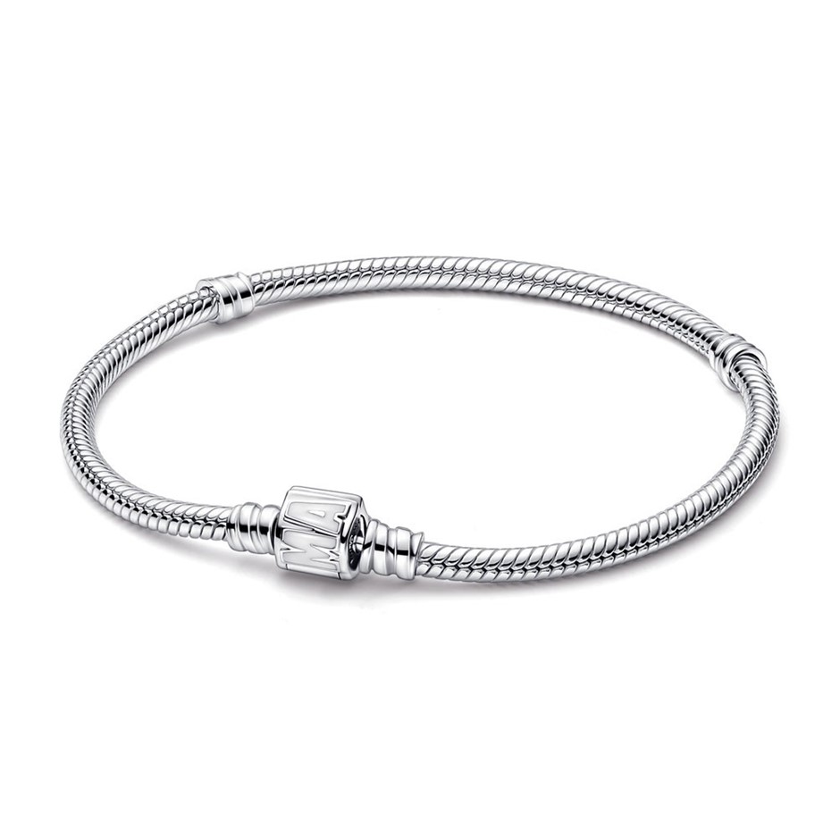 Marvel snake chain sterling silver bracelet with Marvel clasp and white