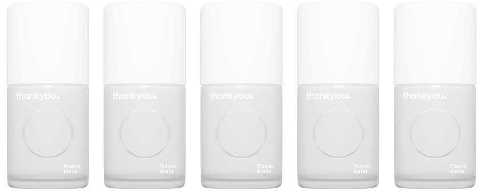 5x Thankyou Forever Deodorant Bottle, 50 ml Capacity, Frosted Glass