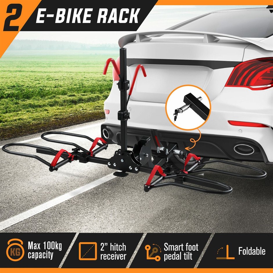 2 Ebike Rack for Car Rear Mount 2in Foldable Tilt with Lock