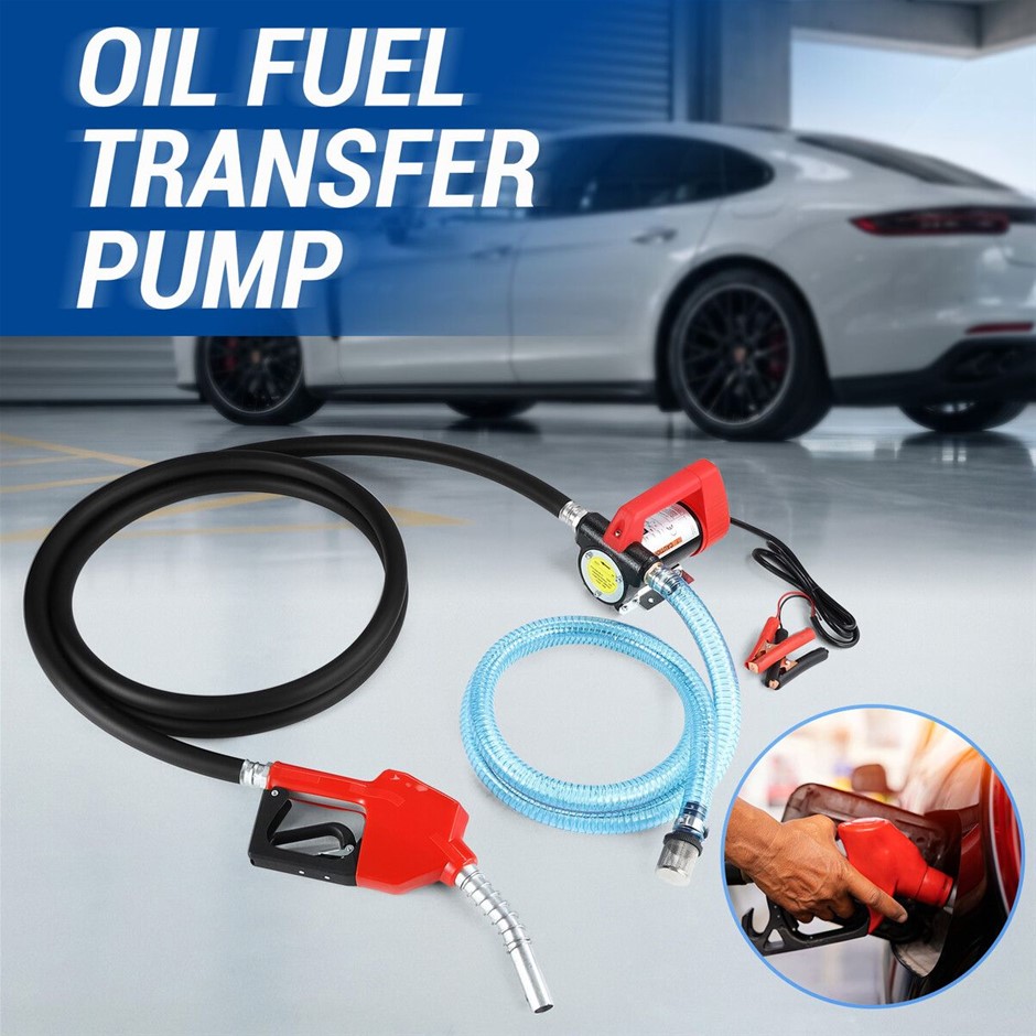 12V Fuel Transfer Pump Set 40LPM Diesel Kerosene Auto Stop Nozzle Hoses