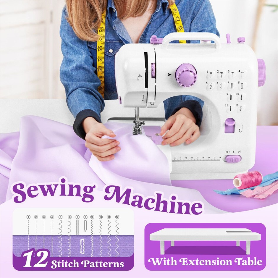 Mini Electric Sewing Machine Portable 12-Stitch Patterns Extension Table