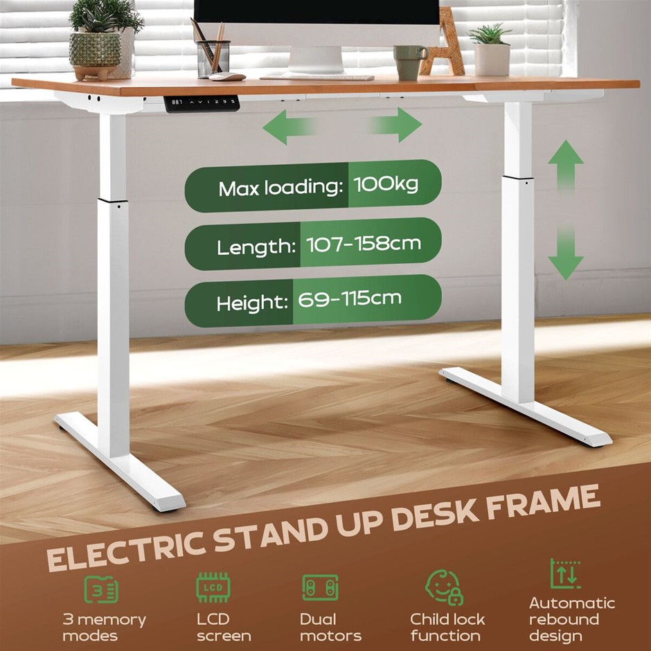 Electric Standing Desk Frame Dual Motor Adjustable Heavy Duty Carbon Steel