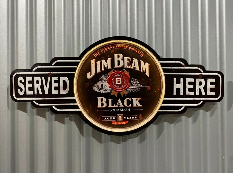 Jim Beam Black Huge Embossed Light Up LED Tin Signage