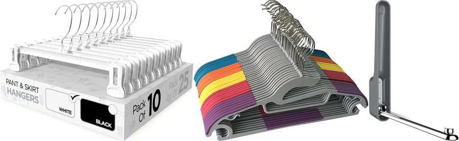 CLOSET ORGANISER BUNDLE: 1 x 30PC JERONIC Clothes Hangers, 1 x 10PC Pants &