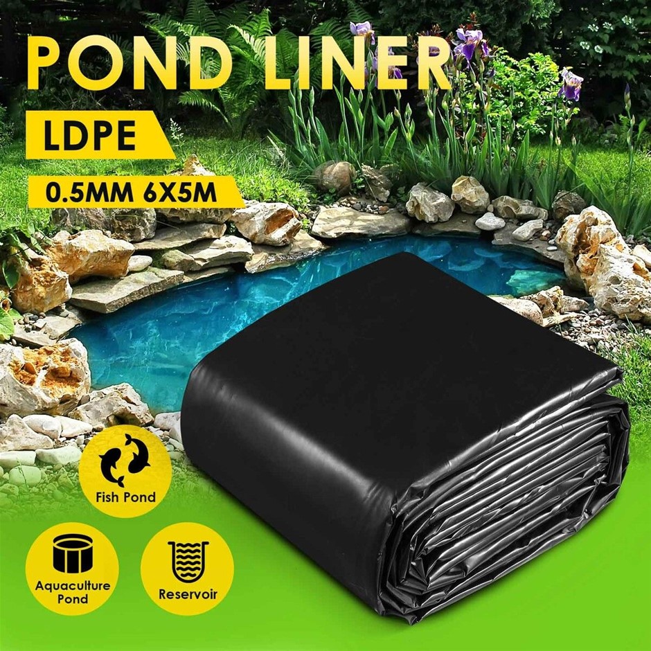 6x5m LDPE Pond Liner 0.5mm Fish Pool Waterfall Water Garden Black